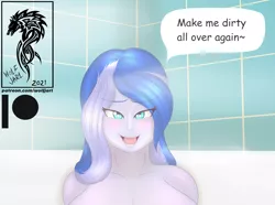 Size: 2894x2148 | Tagged: suggestive, artist:wolfjarl, derpibooru import, princess luna, human, equestria girls, advertisement, exclusive, humanized, image, patreon, patreon link, patreon preview, png, shower, steam, steamy, vice principal luna