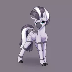 Size: 3200x3200 | Tagged: safe, artist:aquaticvibes, derpibooru import, zecora, zebra, gray background, image, lidded eyes, png, simple background, smiling, solo