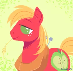 Size: 1070x1040 | Tagged: safe, artist:podushkinz, derpibooru import, big macintosh, earth pony, pony, hay stalk, image, male, no pupils, png, solo, stallion