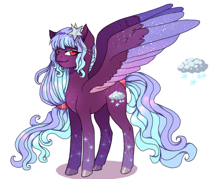 Size: 1280x1051 | Tagged: safe, artist:clown-bread, derpibooru import, oc, unofficial characters only, pegasus, pony, constellation, hoof polish, image, pegasus oc, png, simple background, smiling, solo, starry wings, transparent background, wings