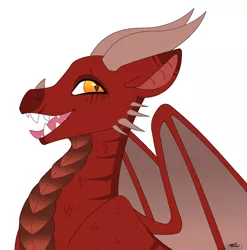 Size: 2108x2134 | Tagged: safe, artist:melodytheartpony, derpibooru import, oc, dragon, character design, dragon wings, feral, happy, horns, icon, image, male, markings, open mouth, png, scales, sharp teeth, signature, simple background, slit pupils, spikes, teeth, white background, wings
