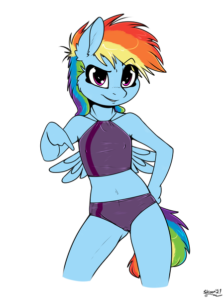 Size: 1500x2000 | Tagged: questionable, artist:skoon, banned from derpibooru, ponybooru import, rainbow dash, anthro, pegasus, breasts, clothes, delicious flat chest, explicit source, female, image, lolicon, png, simple background, small breasts, solo, solo female, swimsuit, underage, white background, younger