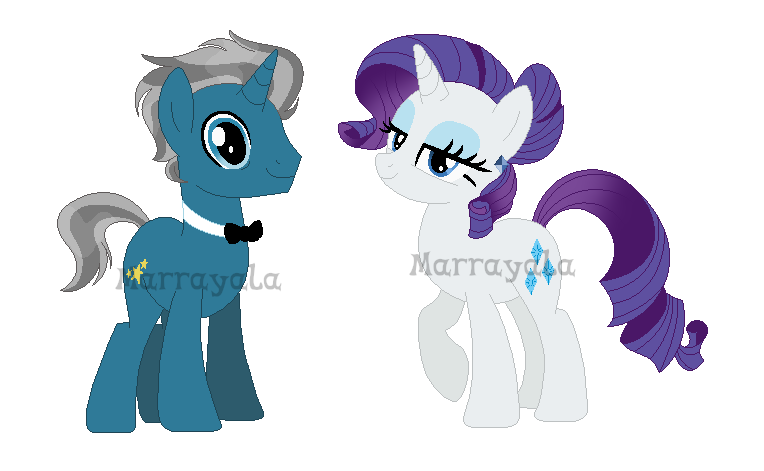 Size: 764x471 | Tagged: safe, artist:marrayala, artist:selenaede, derpibooru import, fashion plate, rarity, pony, unicorn, alternate hairstyle, base used, bedroom eyes, bowtie, female, image, male, mare, png, rariplate, shipping, simple background, stallion, straight, transparent background, watermark