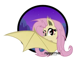 Size: 6500x5282 | Tagged: safe, artist:oobrushstrokeoo, derpibooru import, fluttershy, bat pony, pony, absurd resolution, bat ponified, fangs, female, flutterbat, image, looking back, partial background, png, race swap, red eyes, simple background, solo, spread wings, transparent background, wings