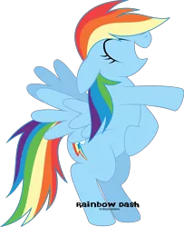 Size: 7042x8660 | Tagged: safe, artist:oobrushstrokeoo, derpibooru import, rainbow dash, pegasus, pony, absurd resolution, bipedal, eyes closed, female, grin, image, laughing, mare, open mouth, png, pointing, simple background, smiling, solo, transparent background