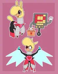 Size: 3234x4096 | Tagged: safe, artist:mrneo, derpibooru import, alpaca, robot, them's fightin' herds, basket, community related, crossover, image, jpeg, mettaton, mettaton ex, mettaton neo, paprika (tfh), picnic basket, undertale, wings