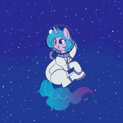 Size: 540x540 | Tagged: safe, artist:lulubell, artist:szafir87, derpibooru import, izzy moonbow, pony, unicorn, my little pony: a new generation, animated, g5, gif, image, spacesuit, waving