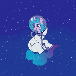Size: 530x530 | Tagged: safe, artist:lulubell, artist:szafir87, derpibooru import, izzy moonbow, pony, unicorn, my little pony: a new generation, animated, g5, gif, image, spacesuit, waving