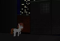 Size: 4812x3279 | Tagged: safe, artist:eminent entropy, derpibooru import, oc, oc:winter solstice, unofficial characters only, pony, unicorn, alley, alleyway, background, blind, building, city, cityscape, dark, house, image, night, png, solo, wall