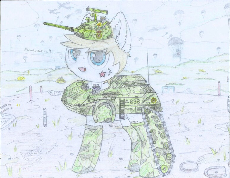 Size: 2200x1700 | Tagged: safe, artist:fliegerfausttop47, derpibooru import, tank, oc, unofficial characters only, pegasus, tank pony, unicorn, airborne, airborne assault, aircraft, blue eyes, bmd-1, cloud, crewmate, cyrillic, derpibooru exclusive, detailed background, frog (hoof), grass, halftrack, helicopter, hoofbump, hoofprints, house, image, jpeg, looking at you, macro, micro, missile launcher, mud, parachute, paradrop, red star, russian, sky, story included, target, underhoof, vdv