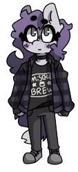 Size: 1081x2400 | Tagged: safe, artist:bruzzums, derpibooru import, oc, oc:breezy, unofficial characters only, anthro, band shirt, blushing, choker, clothes, image, mischief brew, plaid shirt, png, punk, shirt, simple background, solo, transparent background