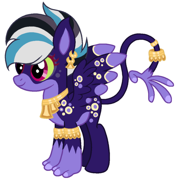 Size: 925x937 | Tagged: safe, artist:madlilon2051, derpibooru import, oc, unofficial characters only, hybrid, base used, image, interspecies offspring, jewelry, offspring, parent:ahuizotl, parent:daring do, parents:darizotl, png, ring, simple background, smiling, solo, tail, tail ring, transparent background, wings