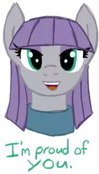 Size: 1019x1797 | Tagged: safe, artist:legendoflink, derpibooru import, maud pie, earth pony, pony, bust, cute, dialogue, image, looking at you, motivational, open mouth, png, positive ponies, simple background, smiling, solo, transparent background, when she smiles