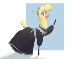 Size: 2083x1688 | Tagged: safe, artist:hitsuji, derpibooru import, alpaca, them's fightin' herds, clothes, cloven hooves, community related, image, maid, paprika (tfh), png, simple background, solo