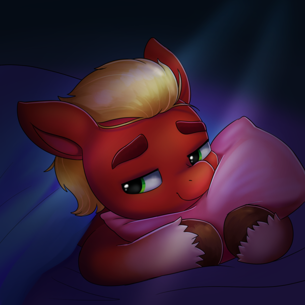 Size: 2168x2168 | Tagged: safe, artist:freyofelt, derpibooru import, sprout cloverleaf, earth pony, pony, g5, hug, image, male, pillow, pillow hug, png, simple background, smiling, solo, sproutbetes, stallion
