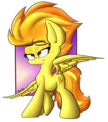 Size: 2755x3127 | Tagged: safe, artist:machstyle, derpibooru import, spitfire, pegasus, pony, big ears, butt, female, firebutt, high res, image, lip bite, mare, png, poofy mane, sexy, simple background, solo, strut, stupid sexy spitfire