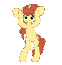 Size: 1241x1299 | Tagged: safe, artist:designjh, artist:duskyzombie, derpibooru import, edit, oc, oc:fair devotion, pony, unicorn, ace attorney, animated, bipedal, caramelldansen, clothes, cute, dancing, elements of justice, female, gif, image, loop, mare, simple background, smiling, solo, transparent background, turnabout storm