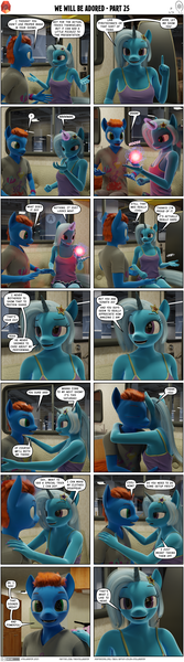 Size: 2000x7190 | Tagged: suggestive, artist:stellarator, derpibooru import, trixie, oc, oc:smoothie, anthro, unguligrade anthro, unicorn, comic:we will be adored, comic:we will be adored part 25, 3d, blender, clothes, comic, cycles, image, magic, not sfm, png, rv, tanktop