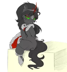 Size: 1280x1371 | Tagged: safe, artist:evehly, derpibooru import, edit, king sombra, pony, unicorn, female, image, mare, png, queen umbra, rule 63, simple background, sitting, solo, transparent background