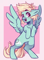 Size: 640x880 | Tagged: safe, artist:cheekipone, derpibooru import, oc, oc:cloud gazer, unofficial characters only, pegasus, image, jpeg, rearing, smiling, solo, spread wings, wings