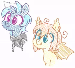 Size: 901x818 | Tagged: safe, artist:chimemaplewood, derpibooru import, oc, oc:honey milk, unofficial characters only, bat pony, pony, unicorn, clothes, ear piercing, earring, hoodie, image, jewelry, jpeg, piercing, smiling