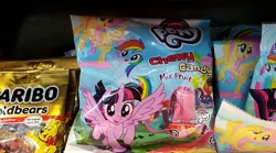 Size: 4032x2240 | Tagged: safe, derpibooru import, official, photographer:horsesplease, fluttershy, rainbow dash, 7-eleven, candy, food, haribo, image, jpeg, malaysia, my little pony logo