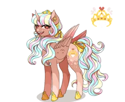 Size: 1280x1051 | Tagged: safe, artist:clown-bread, derpibooru import, oc, unofficial characters only, alicorn, pony, alicorn oc, crown, ear piercing, earring, female, hoof shoes, horn, image, jewelry, mare, piercing, png, regalia, simple background, solo, transparent background, wings