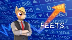 Size: 3840x2160 | Tagged: safe, artist:dawnypegasussfm, derpibooru import, oc, oc:nickyequeen, anthro, donkey, 3d, business suit, clothes, commissioner:nickyequeen, exchange, feet, feets, image, market, meme, png, profit, pun, stonks