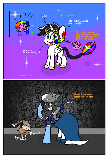 Size: 1148x1663 | Tagged: safe, artist:tranzmuteproductions, derpibooru import, oc, oc:cinder, oc:lightning bliss, oc:tranzmute, unofficial characters only, alicorn, pony, alicorn oc, clothes, crossdressing, dress, evening gloves, female, gloves, horn, image, jewelry, long gloves, male, mare, necklace, pearl necklace, phone, png, stallion, wings