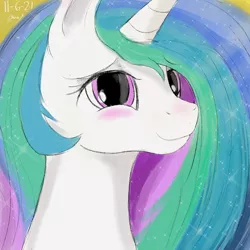 Size: 2000x2000 | Tagged: safe, artist:enonnnymous, derpibooru import, princess celestia, alicorn, pony, /sun/, blushing, bust, cute, cutelestia, female, happy, image, mare, png, portrait, smiling, solo, waifu