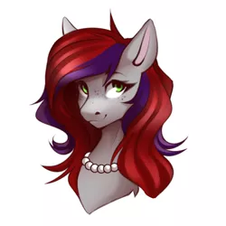 Size: 2362x2362 | Tagged: safe, artist:buvanybu, derpibooru import, oc, oc:evening prose, unofficial characters only, pegasus, pony, bust, female, freckles, image, jewelry, mare, necklace, pearl necklace, png