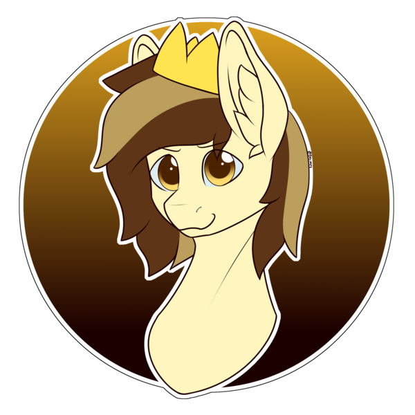Size: 2160x2160 | Tagged: oc name needed, safe, artist:darmetyt, derpibooru import, oc, unofficial characters only, pegasus, pony, big ears, bust, crown, ear fluff, image, jewelry, male, png, princewhateverer, regalia, smiling, solo, stallion