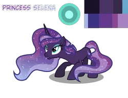 Size: 1300x1000 | Tagged: safe, artist:just-silvushka, derpibooru import, oc, oc:princess selena, unofficial characters only, pony, unicorn, base used, ethereal mane, eyelashes, female, horn, image, makeup, mare, parent:princess luna, parent:tempest shadow, png, simple background, solo, starry mane, transparent background, unicorn oc