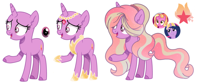 Size: 1280x543 | Tagged: safe, artist:venomous-cookietwt, derpibooru import, luster dawn, princess twilight 2.0, twilight sparkle, twilight sparkle (alicorn), oc, alicorn, pony, unicorn, the last problem, bald, female, image, magical lesbian spawn, mare, offspring, older, older twilight, parent:luster dawn, parent:twilight sparkle, parents:lusterlight, png, simple background, transparent background