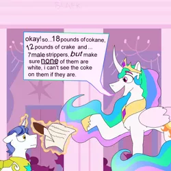 Size: 3300x3300 | Tagged: safe, artist:blaek, derpibooru import, princess celestia, alicorn, pony, unicorn, comic:master chief and luna hanging out, female, image, implied drug use, male, mare, meme, png, redraw, royal guard, stallion