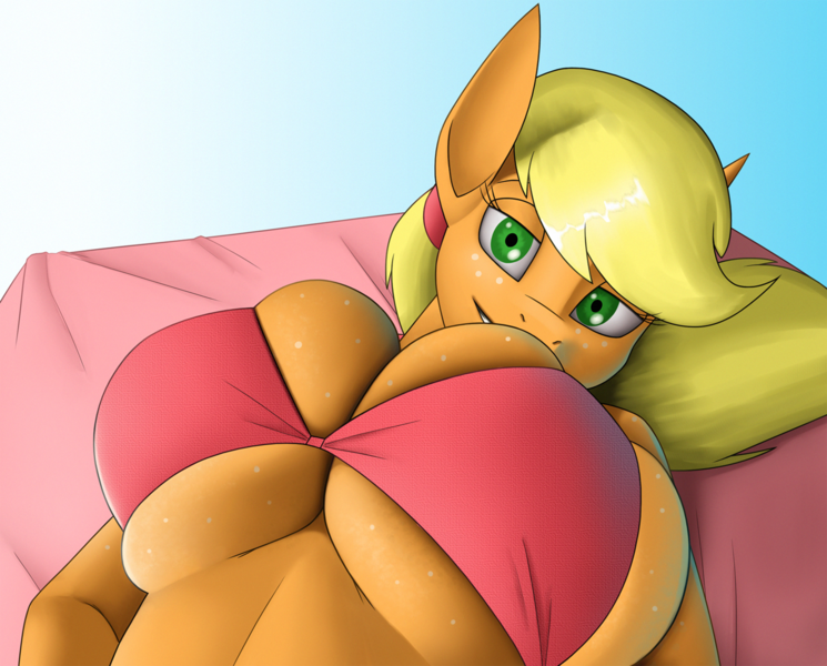 Size: 1738x1400 | Tagged: suggestive, artist:creatiffy, derpibooru import, applejack, anthro, breasts, busty applejack, image, looking at you, png, repose