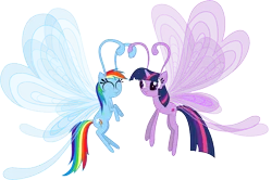 Size: 8395x5580 | Tagged: safe, artist:waveywaves, derpibooru import, rainbow dash, twilight sparkle, breezie, it ain't easy being breezies, absurd resolution, breeziefied, cute, duo, eyes closed, female, flying, image, png, rainbow breez, simple background, smiling, species swap, transparent background, twilight breezie