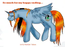 Size: 274x201 | Tagged: safe, artist:pusekatt, derpibooru import, oc, oc:teddy-chan, g1, image, jpeg, sad, winged unicorn