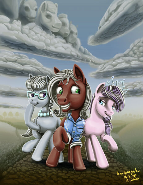 Size: 1024x1326 | Tagged: safe, artist:amalgamzaku, derpibooru import, diamond tiara, silver spoon, oc, pony, colt, image, jpeg, male