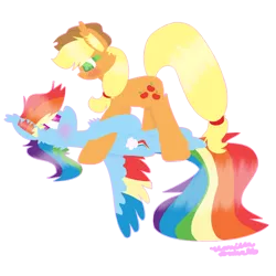 Size: 1008x1008 | Tagged: safe, artist:vanillaswirl6, derpibooru import, applejack, rainbow dash, earth pony, pegasus, pony, appledash, blushing, ear fluff, female, image, lesbian, png, shipping, simple background, transparent background