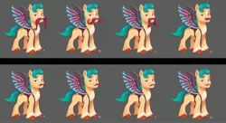 Size: 3036x1647 | Tagged: safe, artist:imalou, derpibooru import, hitch trailblazer, earth pony, pony, my little pony: a new generation, spoiler:my little pony: a new generation, concept art, disguise, fake moustache, fake wings, g5, image, jpeg, male, stallion