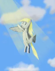 Size: 2550x3300 | Tagged: safe, artist:short tale, derpibooru import, derpy hooves, oc, oc:sunray, pegasus, digital art, flying, happy, image, jpeg, sky, sunlight