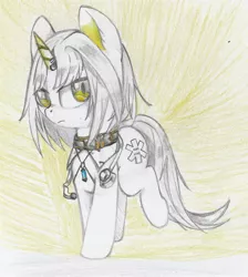 Size: 3531x3933 | Tagged: safe, artist:foxtrot3, derpibooru import, unicorn, arknights, collar, doctor, fanfic art, healer, image, jewelry, jpeg, kal'tsit, necklace, stethoscope