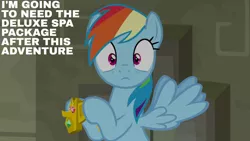 Size: 1280x720 | Tagged: safe, derpibooru import, edit, edited screencap, editor:quoterific, screencap, rainbow dash, pegasus, pony, daring doubt, season 9, spoiler:s09, female, flying, image, jpeg, mare, solo, wings