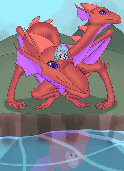 Size: 1600x2195 | Tagged: safe, artist:zettaidullahan, derpibooru import, oc:crystal blaze, dragon, earth pony, pony, fanfic:empress dragon, conjoined, conjoined twins, dragoness, fanfic art, female, filly, fusion, image, jpeg, we have become one