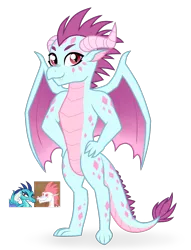 Size: 1154x1507 | Tagged: safe, artist:unoriginai, derpibooru import, fizzle, princess ember, oc, dragon, dragon oc, fizzlember, hand on hip, image, looking at you, offspring, parent:fizzle, parent:princess ember, parents:fizzlember, png, simple background, smiling, smiling at you, solo, transparent background