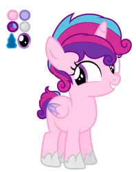 Size: 852x1076 | Tagged: safe, artist:cobaltstaryt, derpibooru import, oc, unofficial characters only, alicorn, pony, alicorn oc, base used, eyelashes, female, filly, hoof shoes, horn, image, offspring, parent:princess cadance, parent:shining armor, parents:shiningcadance, png, simple background, smiling, white background, wings