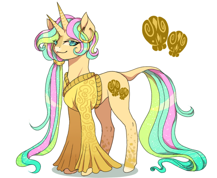 Size: 1280x1051 | Tagged: safe, artist:clown-bread, derpibooru import, oc, unofficial characters only, bicorn, pony, clothes, horn, image, leonine tail, multiple horns, png, simple background, smiling, tail, transparent background