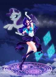 Size: 1976x2705 | Tagged: safe, artist:mauroz, derpibooru import, part of a set, rarity, human, pony, unicorn, anime, clothes, cosplay, costume, horn, horned humanization, humanized, image, open mouth, png, sailor moon