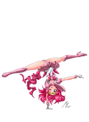Size: 1976x2705 | Tagged: suggestive, alternate version, artist:mauroz, derpibooru import, part of a set, pinkie pie, human, anime, capoeira, clothes, cosplay, costume, humanized, image, one eye closed, panties, png, sailor moon, simple background, tongue out, transparent background, underwear, white underwear
